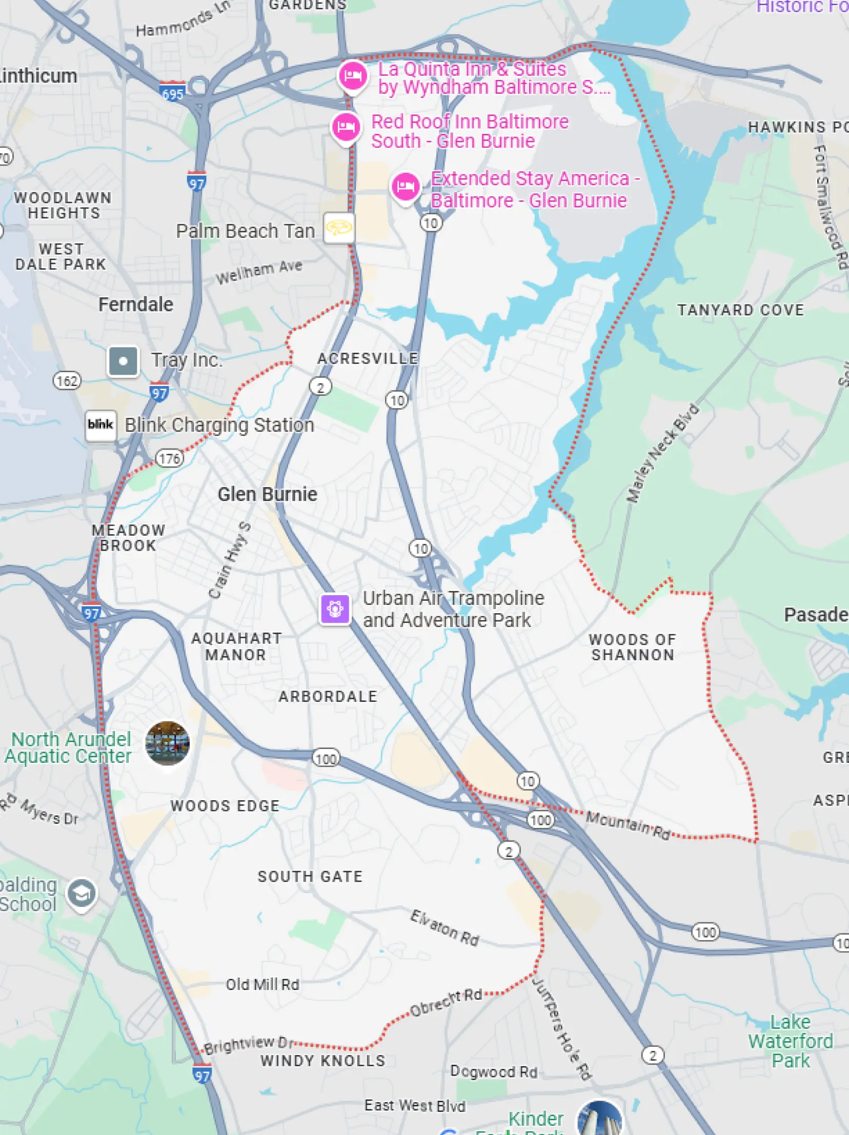 Map of Glen Burnie