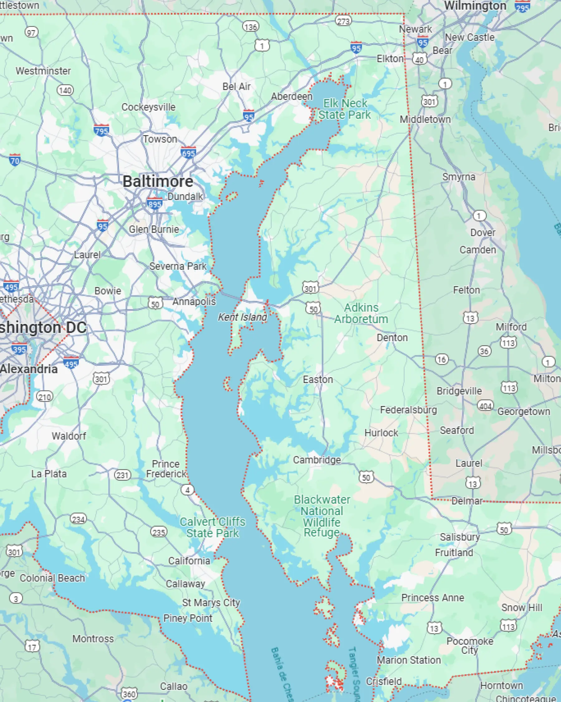 Map of Maryland and Counties